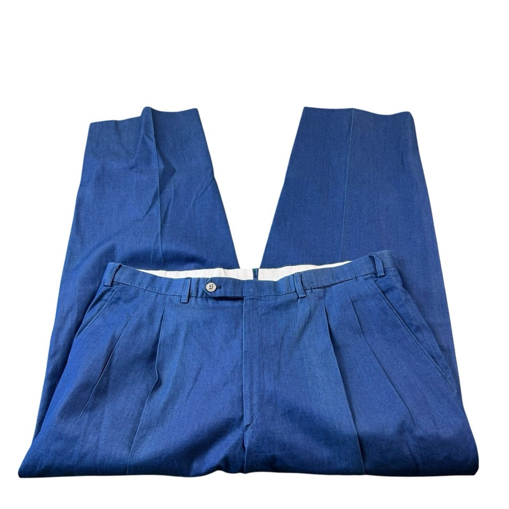 Brioni Chambray Cotton Double Pleated Men's Trouser Size 38x30